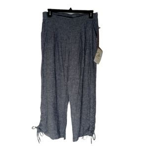 Miraclebody Womens Size Large Gray Linen Blend Pants Elastic Waist